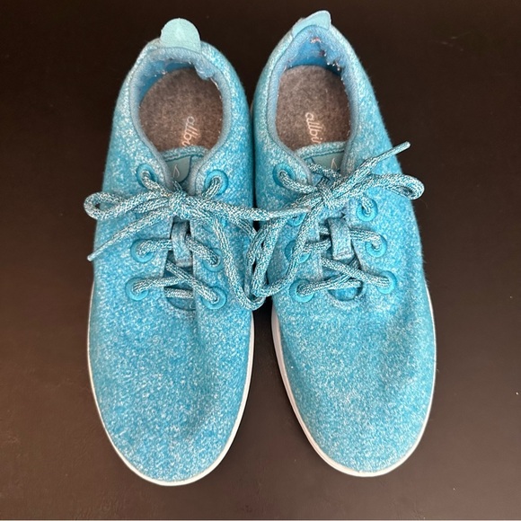 Allbirds Wool Runners Women’s 8 Natural Sneakers Teal Blue Lace Up Wool Shoes - Picture 7 of 9